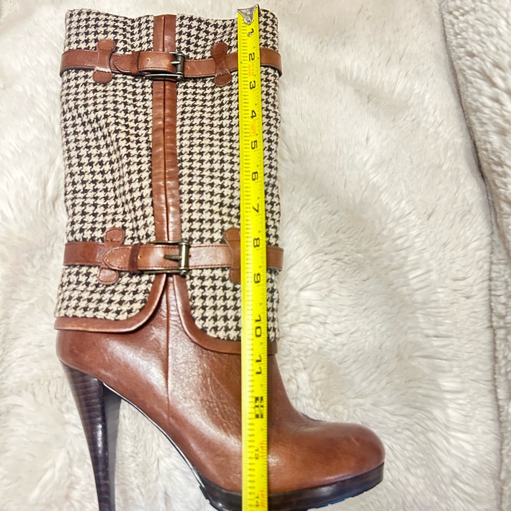 Cole Haan Brown and Houndstooth Ankle Boots